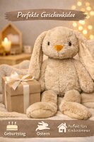 Kuscheltier Hase XXL 70 cm Plüschtier mit langen Ohren weich braun Pastell Stofftier zum Spielen Schlafen Dekoration Geschenk für Kinder