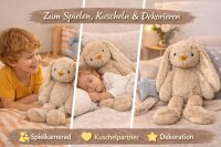 Kuscheltier Hase XXL 70 cm Plüschtier mit langen Ohren weich braun Pastell Stofftier zum Spielen Schlafen Dekoration Geschenk für Kinder