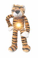 Plüsch Nachtlicht Tiger oder Giraffe 34 cm – Kuscheltier mit warmweißem Bauchlicht, 60 Sekunden Timer, USB-C aufladbar, Kinder Nachtlampe zum Einschlafen, waschbarer Stoff