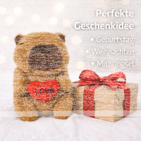 Capybara Kuscheltier 20 cm mit Herz – Weiches Capybara Plüschtier mit Love Herz – Süße Tierfigur Stofftier Geschenk für Kinder Mädchen Jungen