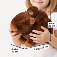 Capybara Kuscheltier mit Baby 26 cm – Plüschtier Capybara Stofftier weich – Tierfigur mit Baby auf dem Rücken – zufällige Farbvariante – Geschenkidee für Kinder