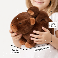 Capybara Kuscheltier mit Baby 26 cm – Plüschtier Capybara Stofftier weich – Tierfigur mit Baby auf dem Rücken – zufällige Farbvariante – Geschenkidee für Kinder