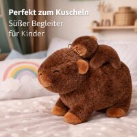 Capybara Kuscheltier mit Baby 26 cm – Plüschtier Capybara Stofftier weich – Tierfigur mit Baby auf dem Rücken – zufällige Farbvariante – Geschenkidee für Kinder