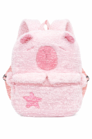 Capybara Plüsch Rucksack Kinder Rosa Pink – Kinderrucksack mit Hauptfach & Frontfach Reißverschluss, Verstellbare Schultergurte, Kuscheliger Mini Rucksack 28 x 25 x 10 cm