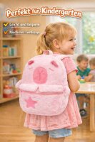 Capybara Plüsch Rucksack Kinder Rosa Pink – Kinderrucksack mit Hauptfach & Frontfach Reißverschluss, Verstellbare Schultergurte, Kuscheliger Mini Rucksack 28 x 25 x 10 cm