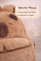 Capybara Plüsch Rucksack Kinder braun – Kinderrucksack mit Hauptfach & Frontfach Reißverschluss, Verstellbare Schultergurte, Kuscheliger Mini Rucksack 28 x 25 x 10 cm