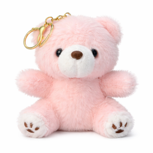 Pl&uuml;sch B&auml;r Schl&uuml;sselanh&auml;nger 13 cm &ndash; Kuscheliger Teddy Anh&auml;nger mit goldfarbenem Schl&uuml;sselring &ndash; Weiches Stofftier f&uuml;r Tasche, Rucksack oder Schl&uuml;sselbund &ndash; rosa