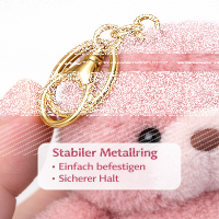 Pl&uuml;sch B&auml;r Schl&uuml;sselanh&auml;nger 13 cm &ndash; Kuscheliger Teddy Anh&auml;nger mit goldfarbenem Schl&uuml;sselring &ndash; Weiches Stofftier f&uuml;r Tasche, Rucksack oder Schl&uuml;sselbund &ndash; rosa