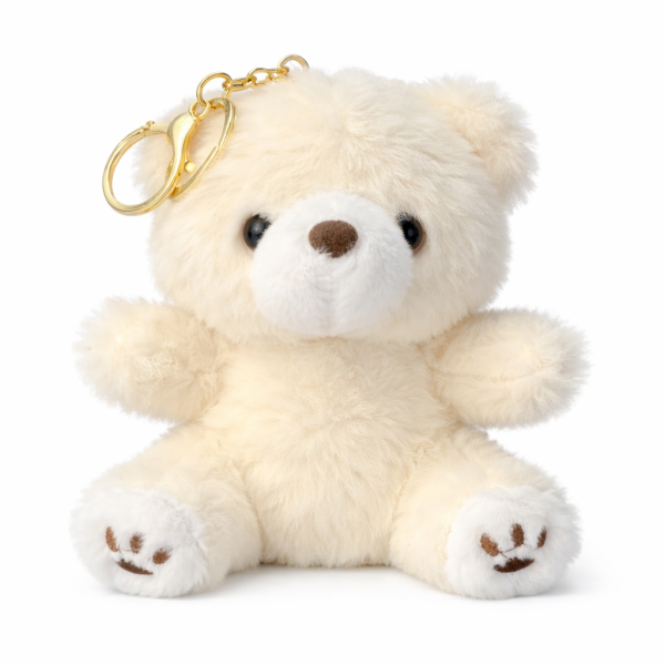 Pl&uuml;sch B&auml;r Schl&uuml;sselanh&auml;nger 13 cm &ndash; Kuscheliger Teddy Anh&auml;nger mit goldfarbenem Schl&uuml;sselring &ndash; Weiches Stofftier f&uuml;r Tasche, Rucksack oder Schl&uuml;sselbund &ndash; beige