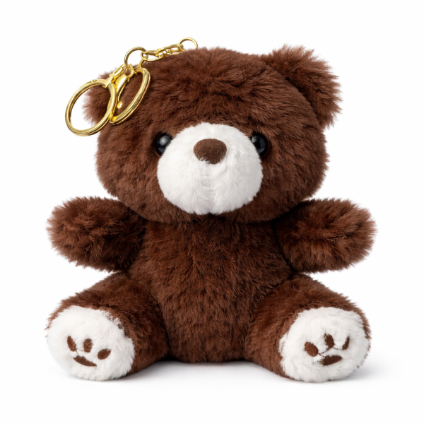 Pl&uuml;sch B&auml;r Schl&uuml;sselanh&auml;nger 13 cm &ndash; Kuscheliger Teddy Anh&auml;nger mit goldfarbenem Schl&uuml;sselring &ndash; Weiches Stofftier f&uuml;r Tasche, Rucksack oder Schl&uuml;sselbund &ndash; B&auml;r Anh&auml;nger dunkelbraun