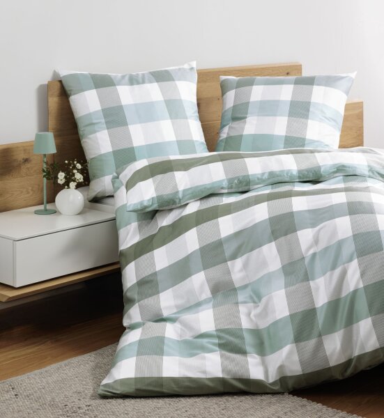 Janine Mako-Satin Bettwäsche 155x200 Moments salbei mint