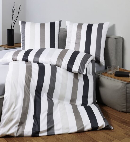 Janine Mako-Satin Bettw&auml;sche 155x220 J. D. grau