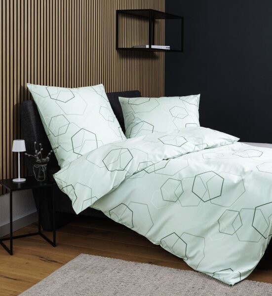 Janine Mako-Satin Bettwäsche 135X200 J. D. mint salbei