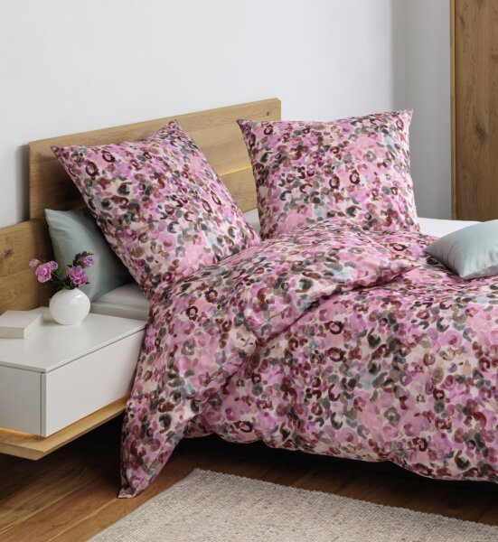 Janine Mako-Satin Bettw&auml;sche 155x220 Modern Art S rosa naturell