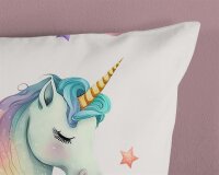 Pure Bettwäsche 135x200 + 1 x 80x80 cm Mikrofaser Fancy Regenbogen Einhorn bunt