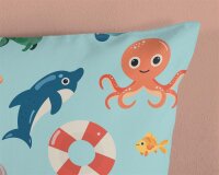 Pure Bettwäsche 135x200 + 1 x 80x80 cm Mikrofaser Sailor Meerestiere blau
