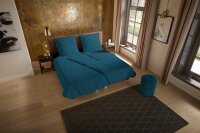 Pure Bettwäsche 200x200 + 2 x 80x80 cm Mikrofaser Uni uni blau