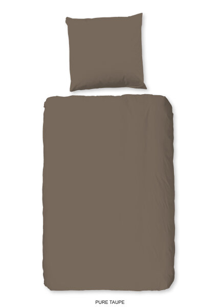 Pure Bettwäsche 155x220 + 1 x 80x80 cm Mikrofaser Uni uni braun
