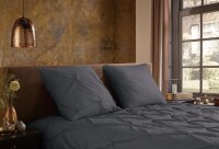 Pure Bettwäsche 135x200 + 1 x 80x80 cm Mikrofaser Elegance luxuriöse Abnäherfalten grau