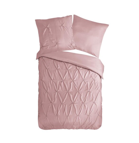 Pure Bettwäsche 155x220 + 1 x 80x80 cm Mikrofaser Elegance luxuriöse Abnäherfalten rosa