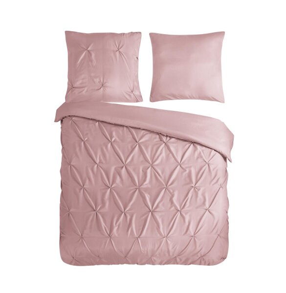 Pure Bettwäsche 200x200 + 2 x 80x80 cm Mikrofaser Elegance luxuriöse Abnäherfalten rosa