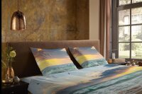 Pure Bettwäsche 155x220 + 1 x 80x80 cm Mikrofaser Samui Meer mit Sonnenuntergang bunt