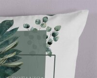 Pure Bettwäsche 200x200 + 2 x 80x80 cm Mikrofaser Green Boho Grafisches Blatt grün
