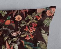 Pure Bettw&auml;sche 200x200 + 2 x 80x80 cm Mikrofaser Elmira Dschungel mit Bl&auml;ttern und Tieren rot