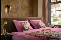Pure Bettwäsche 155x220 + 1 x 80x80 cm Mikrofaser Leona Panther rosa
