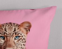 Pure Bettwäsche 155x220 + 1 x 80x80 cm Mikrofaser Leona Panther rosa