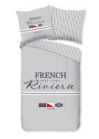 Pure Bettw&auml;sche 155x220 + 1 x 80x80 cm Mikrofaser French Franz&ouml;sische Riviera / maritim grau