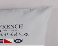 Pure Bettw&auml;sche 155x220 + 1 x 80x80 cm Mikrofaser French Franz&ouml;sische Riviera / maritim grau