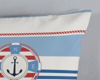 Pure Bettwäsche 200x200 + 2 x 80x80 cm Mikrofaser Selin maritim mit Boje blau