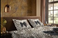 Pure Bettw&auml;sche 135x200 + 1 x 80x80 cm Mikrofaser Ragna Leopardenmuster mit Schleife natur