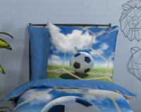 Good Morning Bettwäsche 135x200 + 1 x 80x80 cm Renforcé Maurits Fußball blau