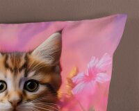 Good Morning Bettwäsche 135x200 + 1 x 80x80 cm Renforcé Kadi Kätzchen Katze rosa