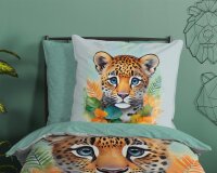 Good Morning Bettwäsche 135x200 + 1 x 80x80 cm Renforcé Lodewijk Boho Tiger grün