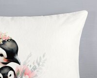 Good Morning Bettw&auml;sche 135x200 + 1 x 80x80 cm Flanell Penny Pinguin rosa