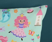 Good Morning Bettw&auml;sche 100x135 + 1 x  40x60 cm Renforc&eacute; Fantastic Einhorn, Prinzessin, Regenbogen gr&uuml;n