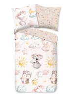 Good Morning Bettw&auml;sche 135x200 + 1 x 80x80 cm Renforc&eacute; Hugs Tiere mit ihren Babys natur