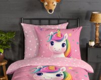 Good Morning Bettwäsche 155x220 + 1 x 80x80 cm Flanell Daya  rosa