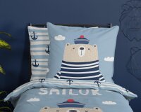Good Morning Bettwäsche 135x200 + 1 x 80x80 cm Renforcé Captain nautischer Bär blau
