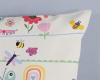 Good Morning Bettwäsche 135x200 + 1 x 80x80 cm Renforcé Rinke Insekten und Blumen natur