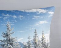 Good Morning Bettwäsche 135x200 + 1 x 80x80 cm Flanell Albert Schnee / Winterlandschaft blau