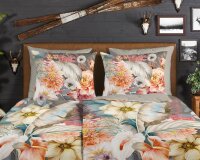 Good Morning Bettwäsche 135x200 + 1 x 80x80 cm Flanell Rhode Blumen braun