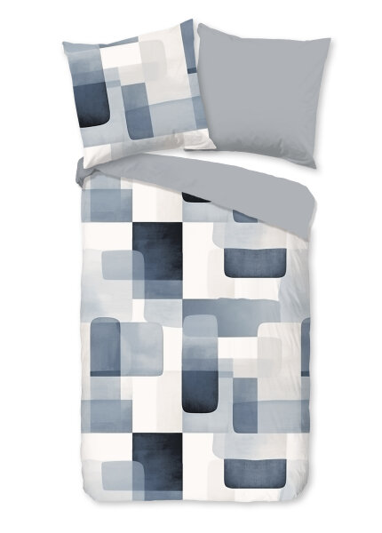 Good Morning Bettw&auml;sche 200x200 + 2 x 80x80 cm Renforc&eacute; Aiden abstrakt / modern blau