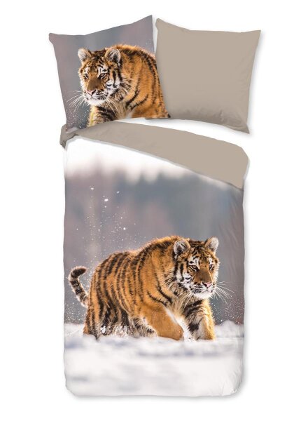 Good Morning Bettwäsche 155x220 + 1 x 80x80 cm Flanell Siberian  natur