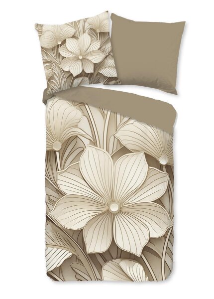 Good Morning Bettwäsche 135x200 + 1 x 80x80 cm Renforcé Artdeco Blumen natur