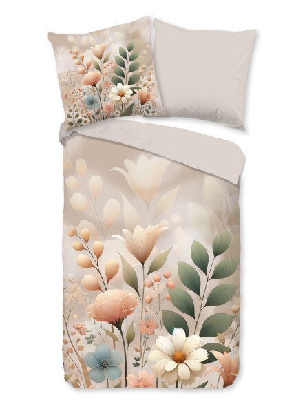Good Morning Bettw&auml;sche 155x220 + 1 x 80x80 cm Renforc&eacute; Ingrid Blumen natur