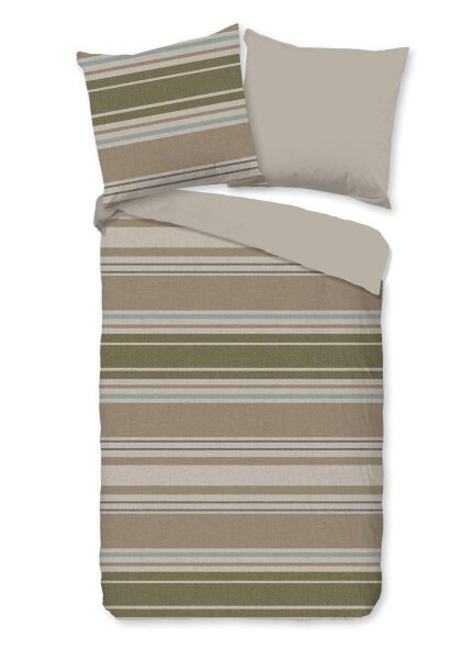 Good Morning Bettwäsche 155x220 + 1 x 80x80 cm Flanell Oxford  natur